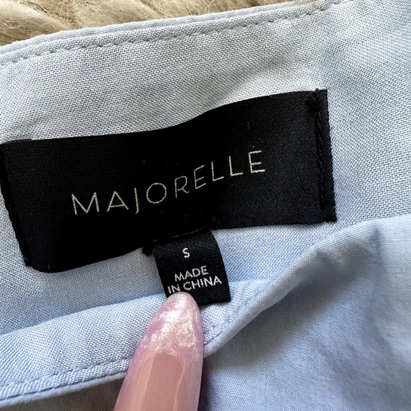 Majorelle- Carolyn Light Blue Belted Mini Dress With Slit Size Small - Picture 11 of 11